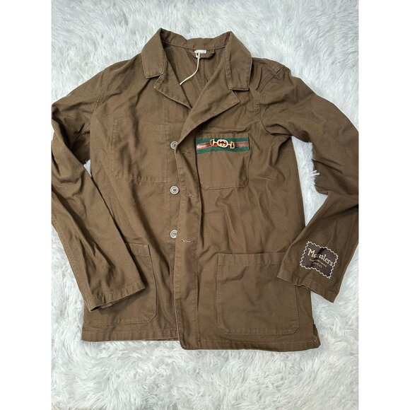 Gucci Boys’ Single-breasted Wrinkle Metal E Label Cotton Blazer Burnt Brown Size